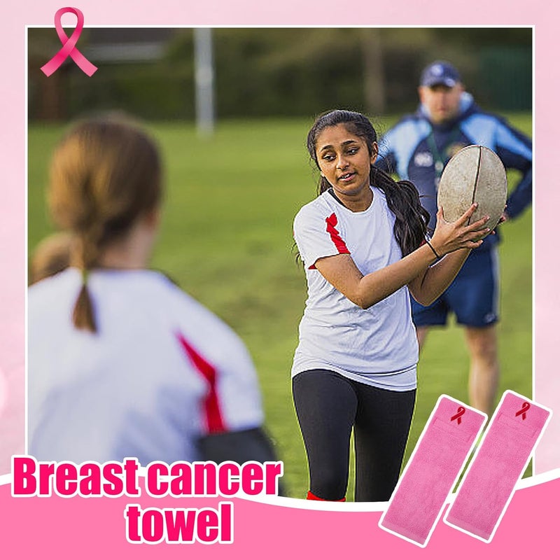 TUYUU 3 Pack Pink Football Towel,Breast Cancer Football Quarterback Towel Rose Red Pink Ribbon Breast Cancer Decorations for Believe Hope,Pink Towel Football for Youth Men Women,Pink Football Accessories - Image 4